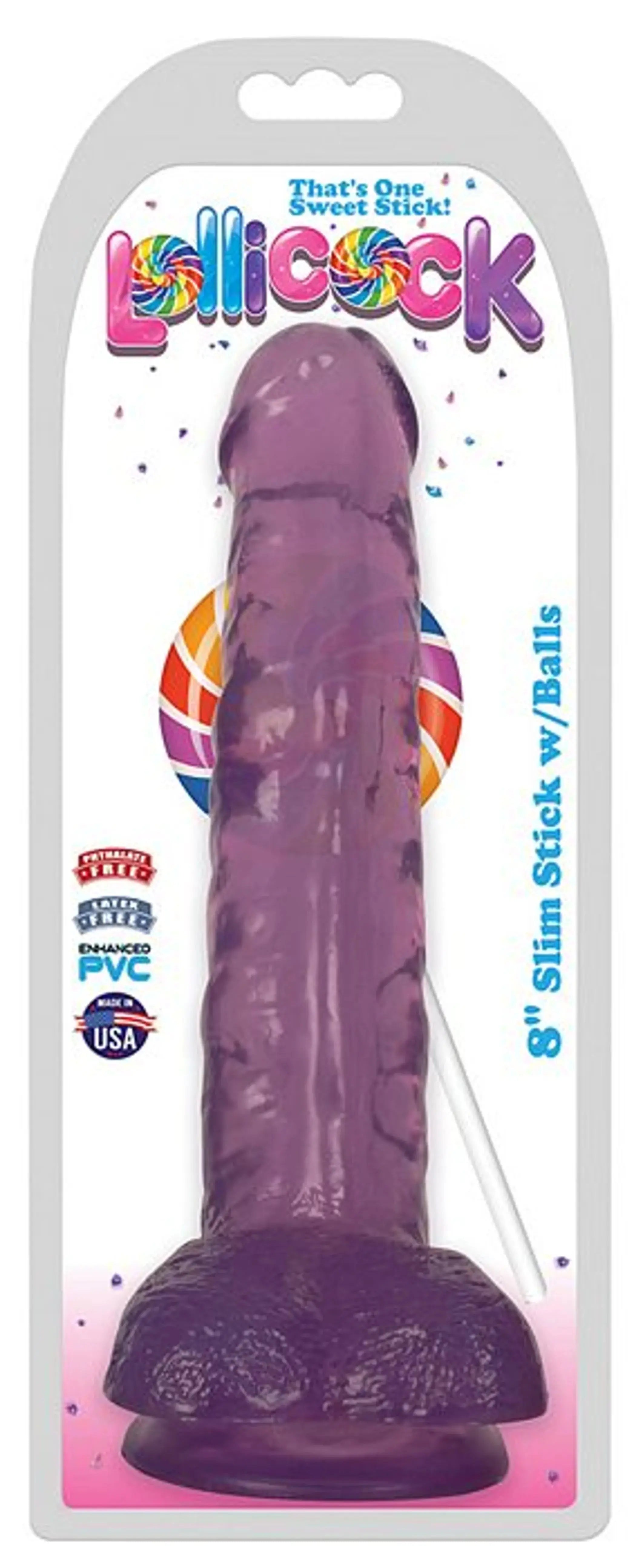 LOLLICOCK 8 SLIM STICK W/BALLS GRAPE ICE " CURVE NOVELTIES