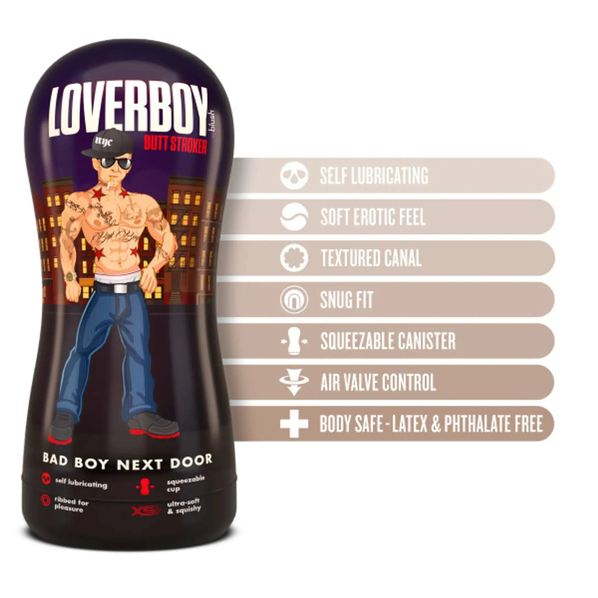 LOVERBOY BAD BOY NEXT DOOR SELF LUBRICATING STROKER BEIGE Blush Novelties