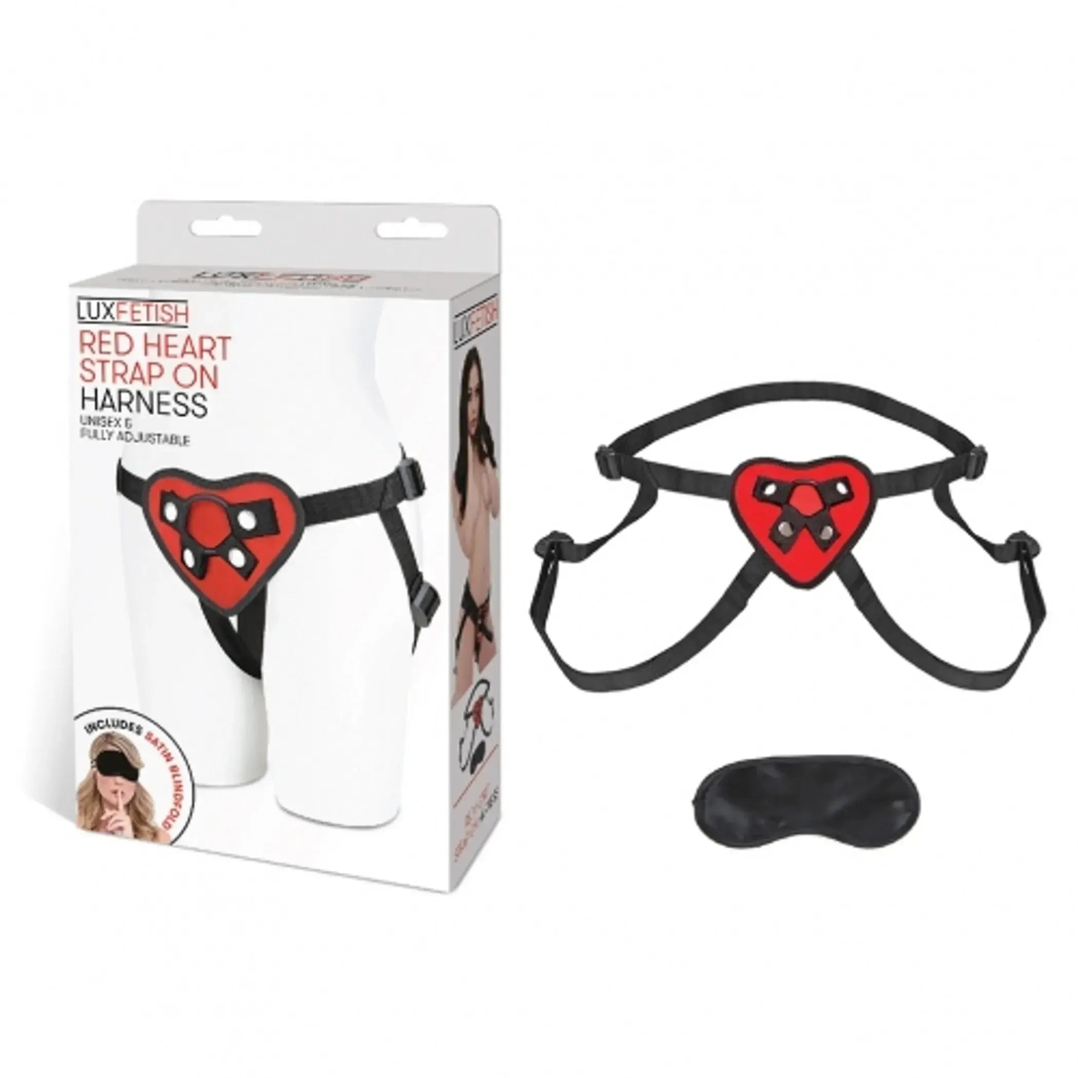 LUX FETISH RED HEART STRAP ON HARNESS Electric / Hustler Lingerie
