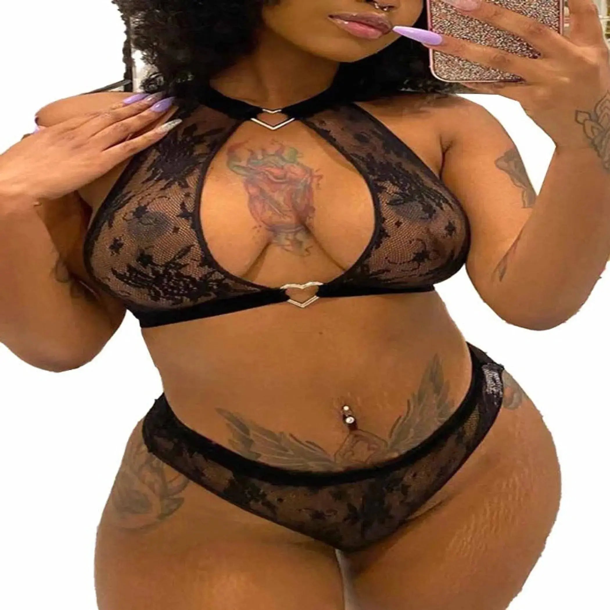 La Belle Fantastique Halter Open Bust Lace Lingerie Set La Belle Fantastique