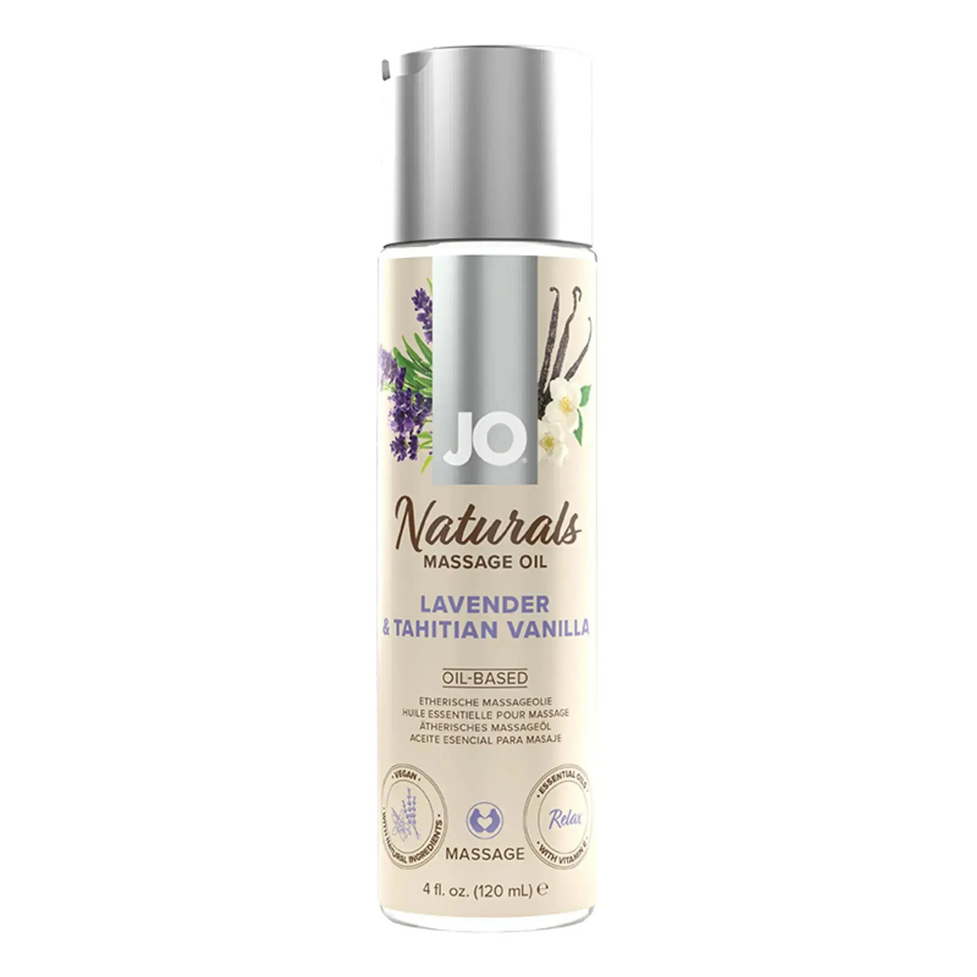 JO NATURALS MASSAGE OIL LAVENDER & VANILLA 4 OZ System JO