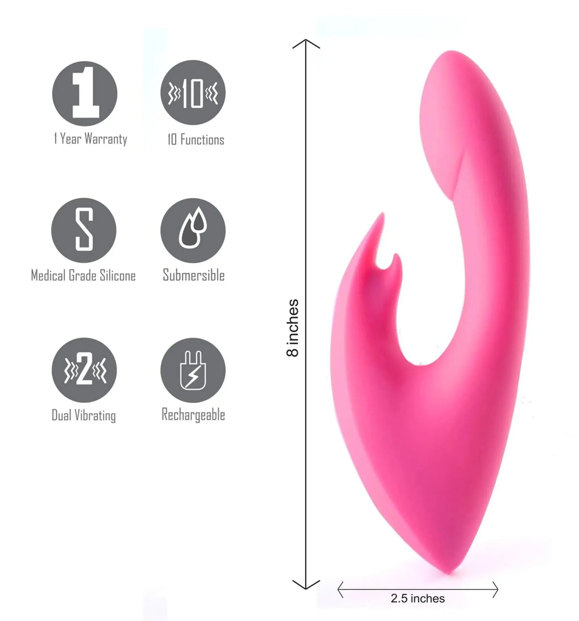Leah Rechargeable Silicone Rabbit Massager Neon Pink Maia Toys