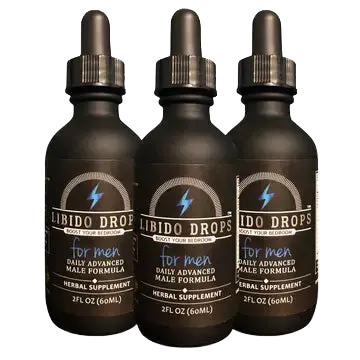 Three bottles of Libido Drops™ natural male enhancement supplement