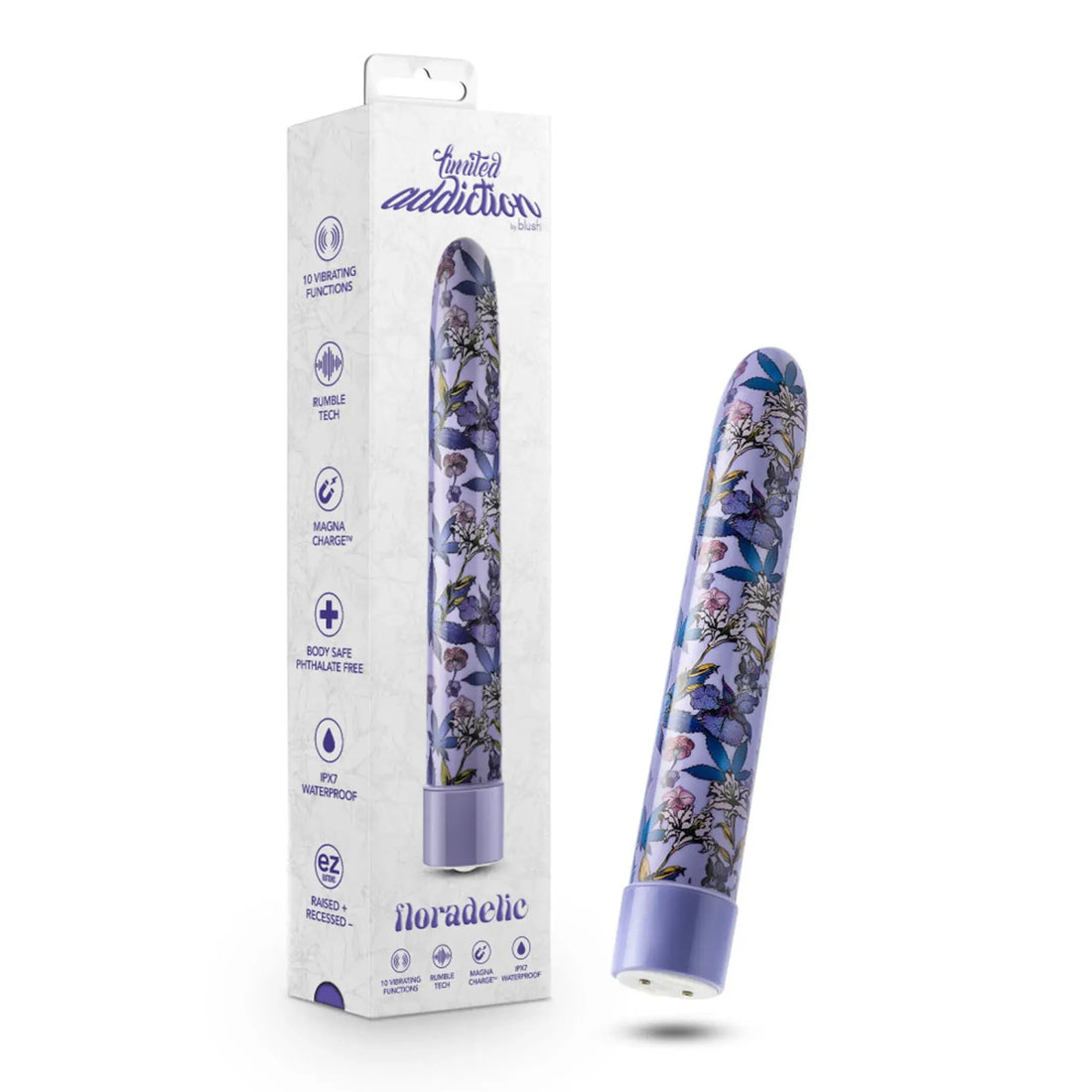 Limited Addiction Floradelic 7-Inch Rechargeable Vibrator Purple Blush Novelties