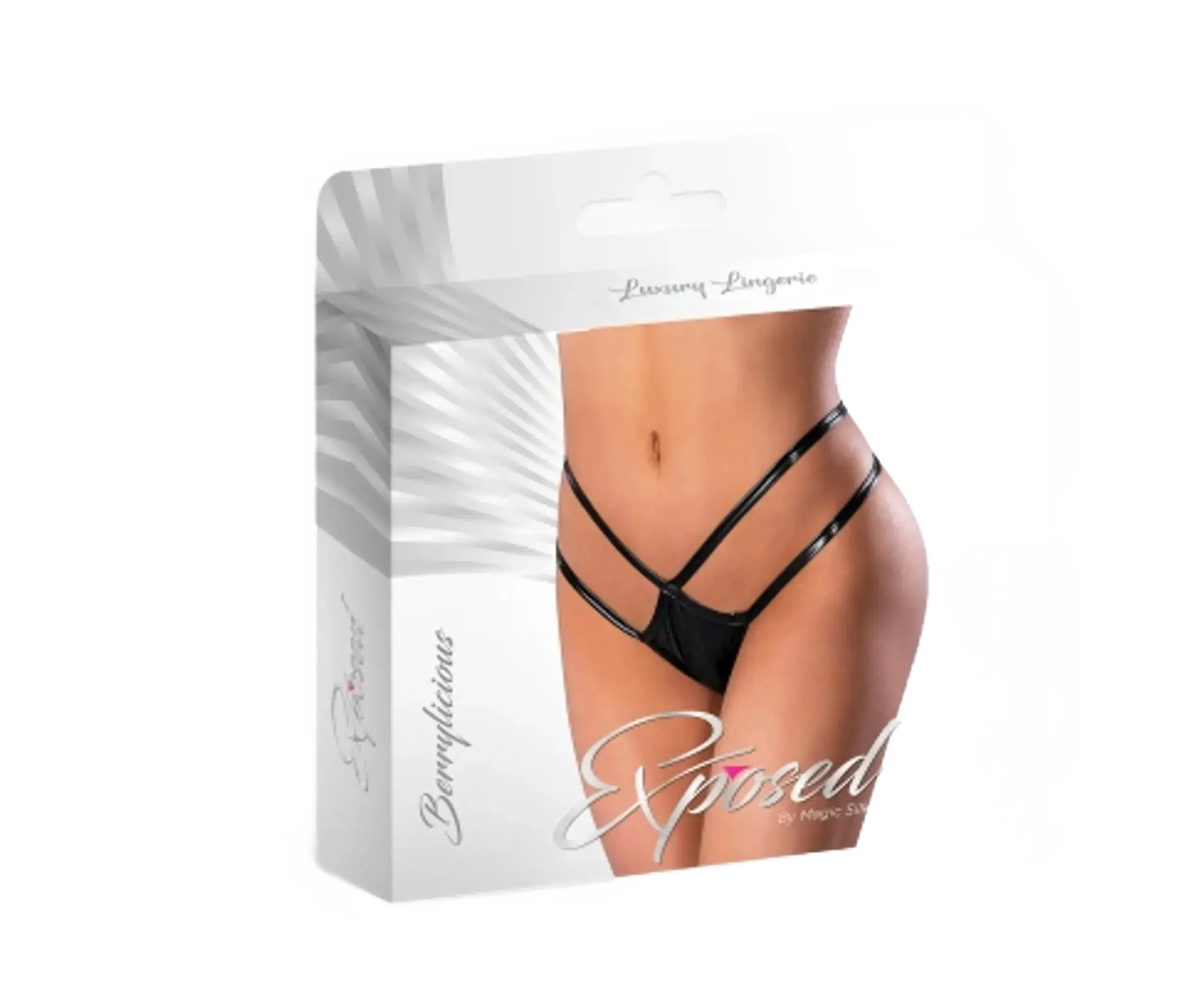 LIQUID ONYX CROTCHLESS PANTY BLACK L/XL Magic Silk Lingerie