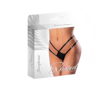 LIQUID ONYX CROTCHLESS PANTY BLACK L/XL Magic Silk Lingerie