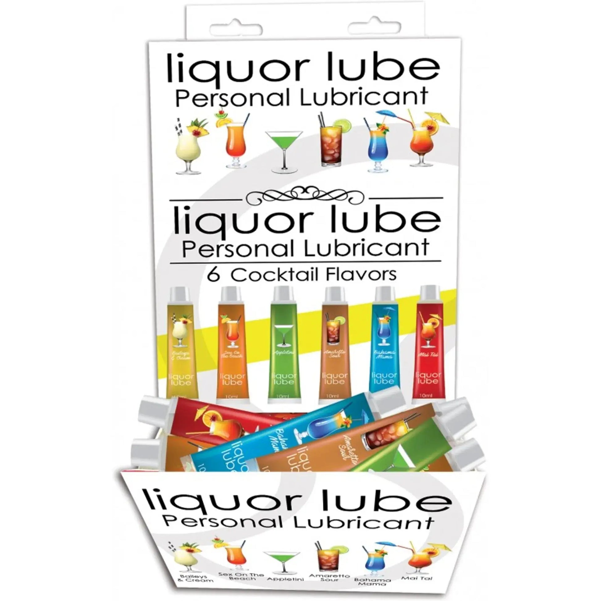 Liquor Lube 10ml Resealable Tubes 6 Assorted Flavors 72 Piece Display HOTT Products