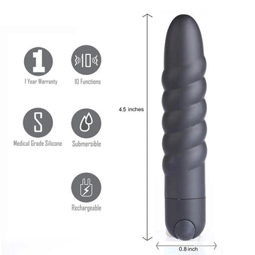 Lola Rechargeable Twisty Bullet Vibrator Black Maia Toys