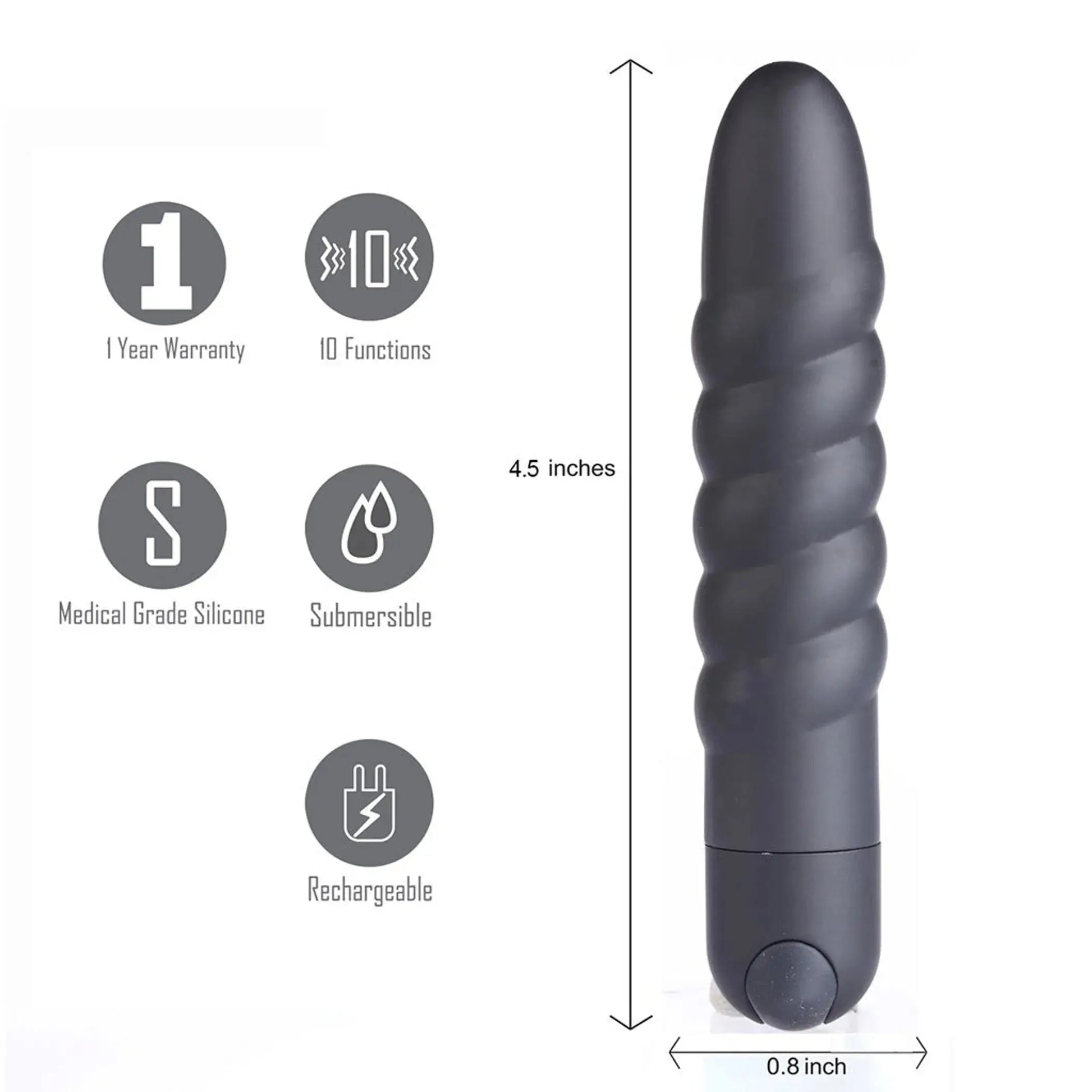 Lola Rechargeable Twisty Bullet Vibrator Black Maia Toys