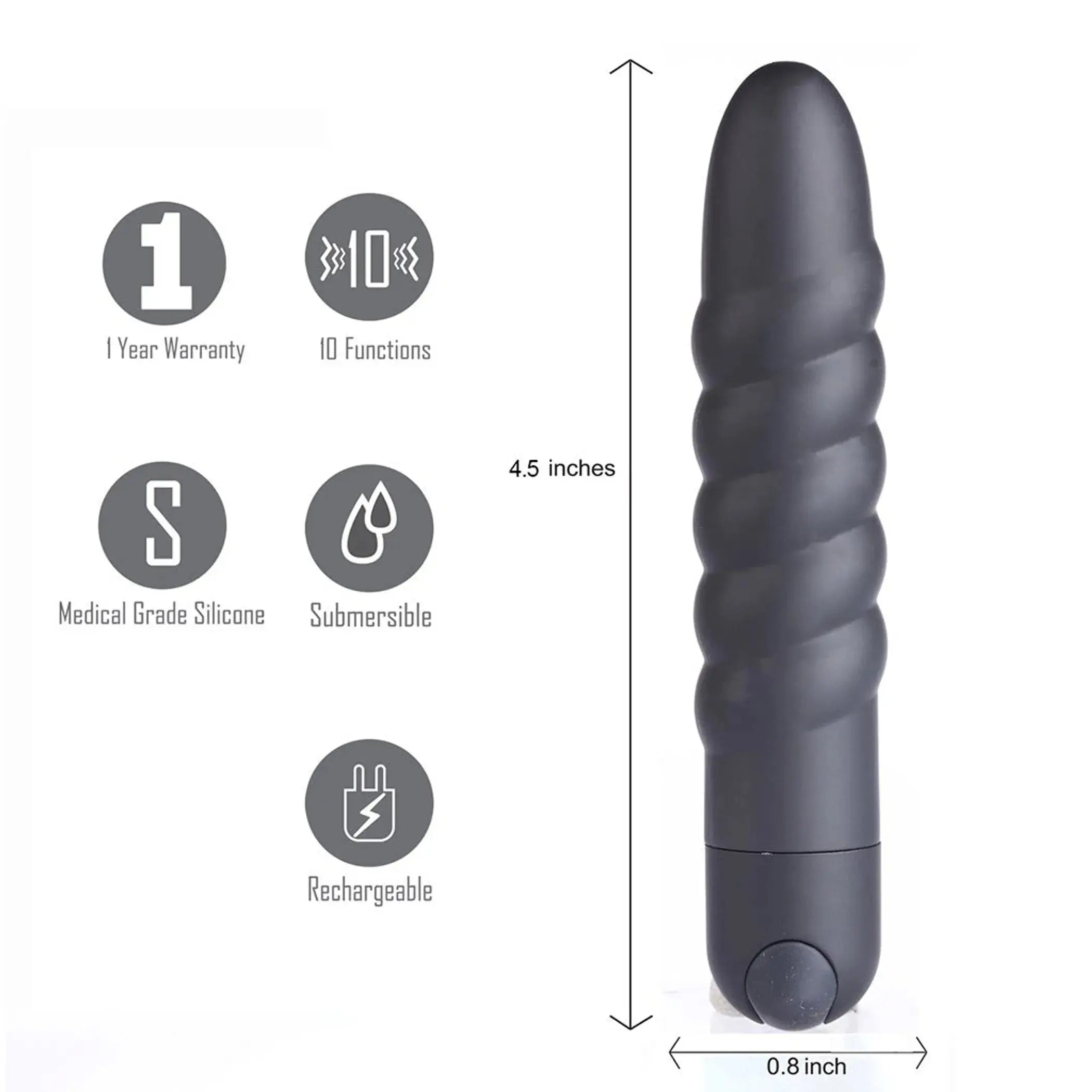 Lola Rechargeable Twisty Bullet Vibrator Black Maia Toys