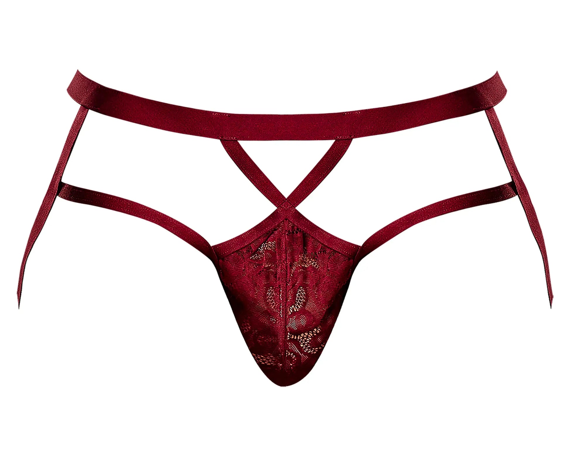 Lucifer Strappy Jock Burgundy S/M Male Power Lingerie