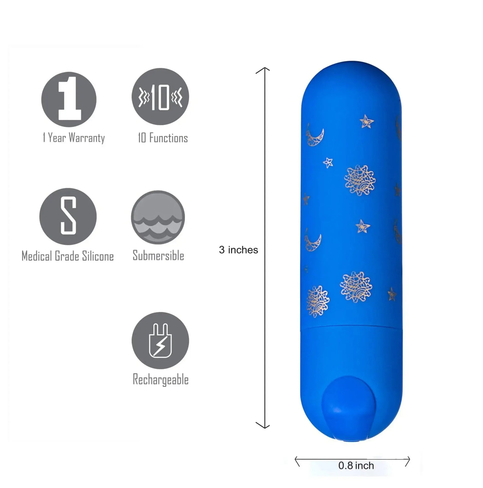 Luna Mini Bullet Vibrator with Stars and Moon Pattern Maia Toys