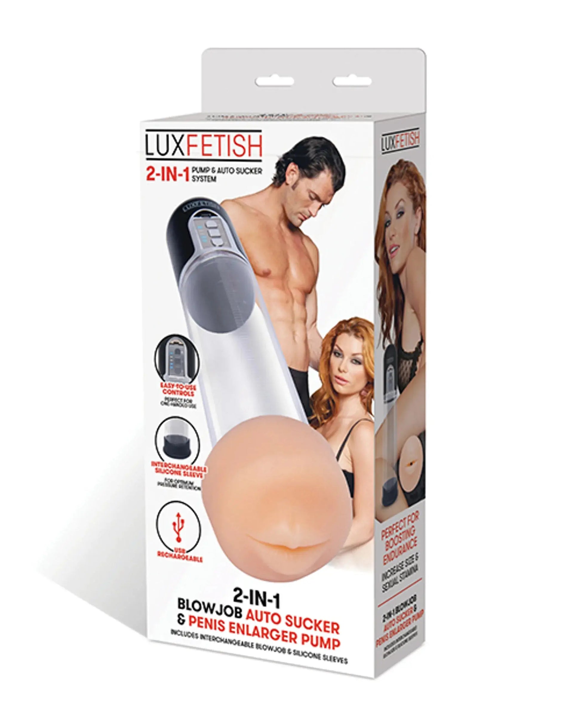 Lux Fetish 2-in-1 Blowjob Auto Sucker & Penis Enlarger Pump Electric / Hustler Lingerie
