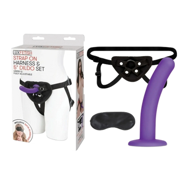 LUX FETISH STRAP ON HARNESS & 5IN DILDO SET Electric / Hustler Lingerie