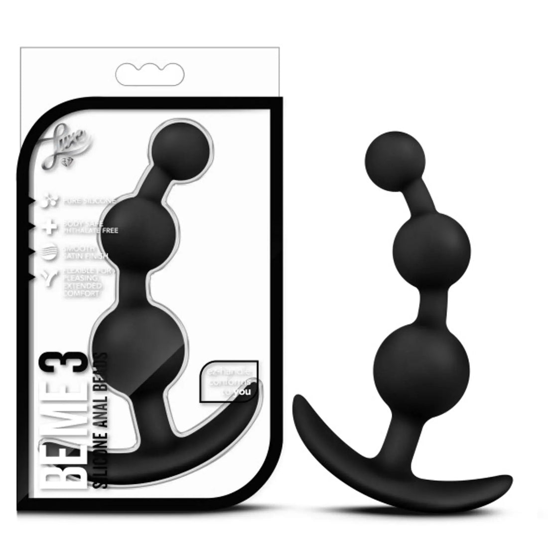 Luxe Be Me 3 Black Anal Beads Blush Novelties