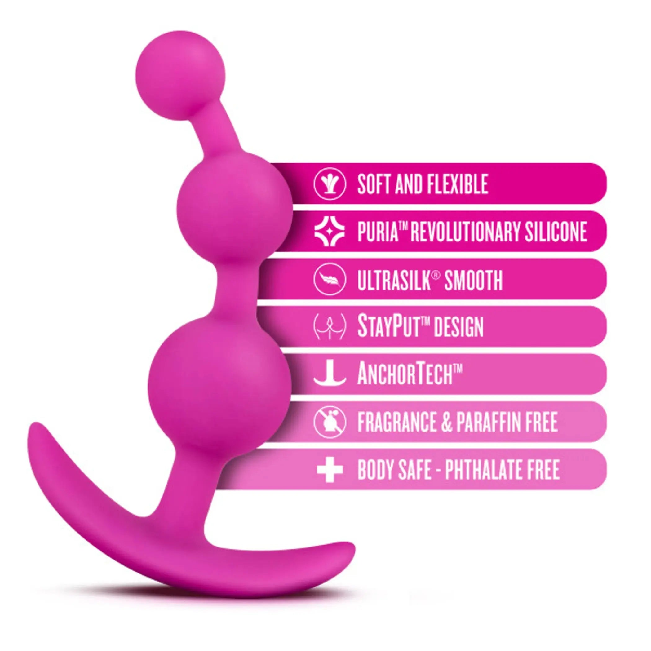 Luxe Be Me 3 Fuschia Anal Plug Blush Novelties