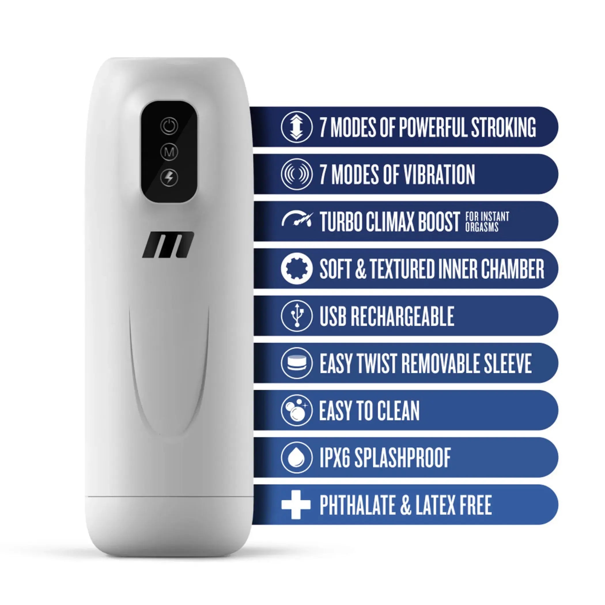 M FOR MEN ROBO-BATOR WHITE Blush Novelties