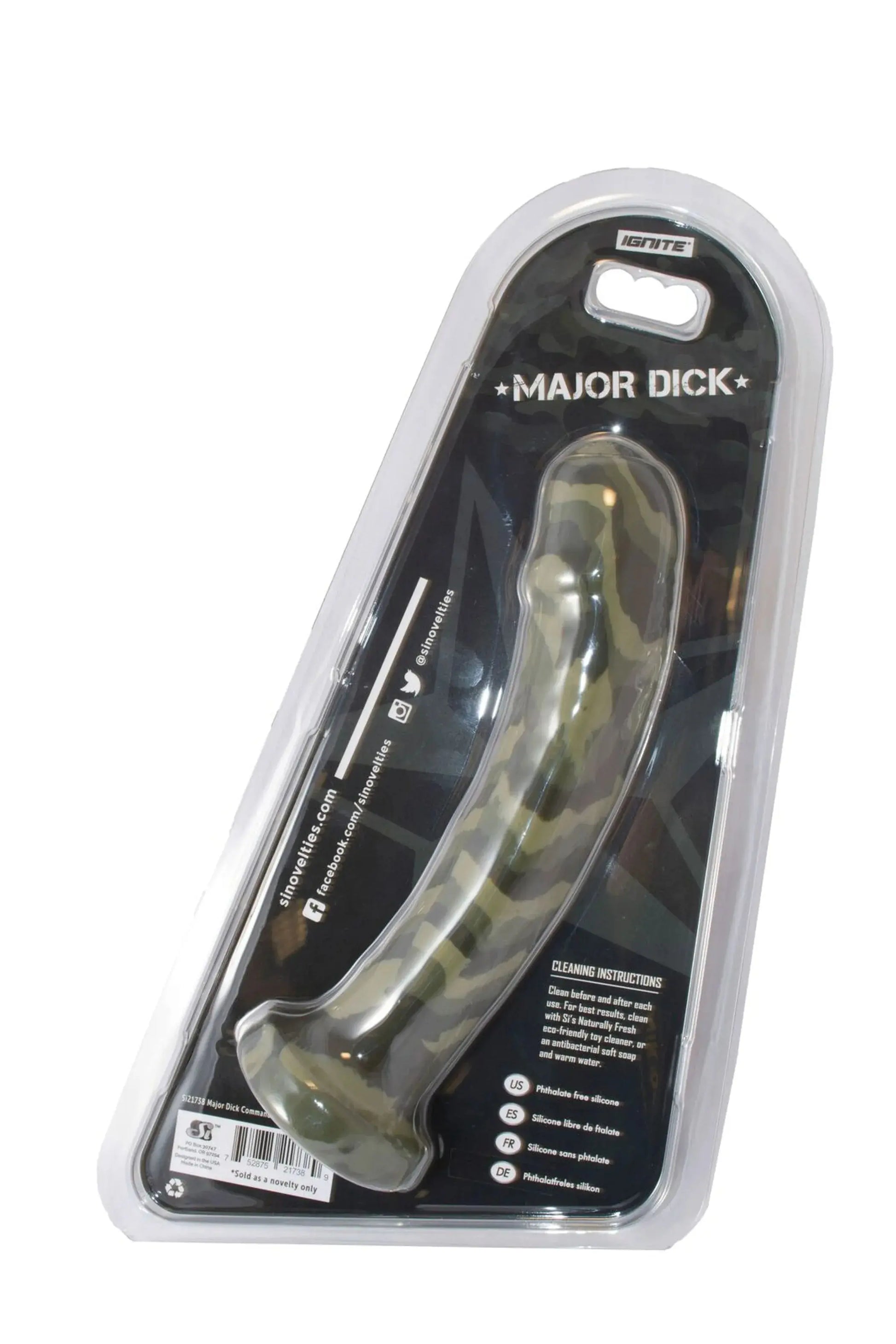 MAJOR DICK COMMANDO 7.25 UNCUT GREEN CAMO DONG " SI Novelties