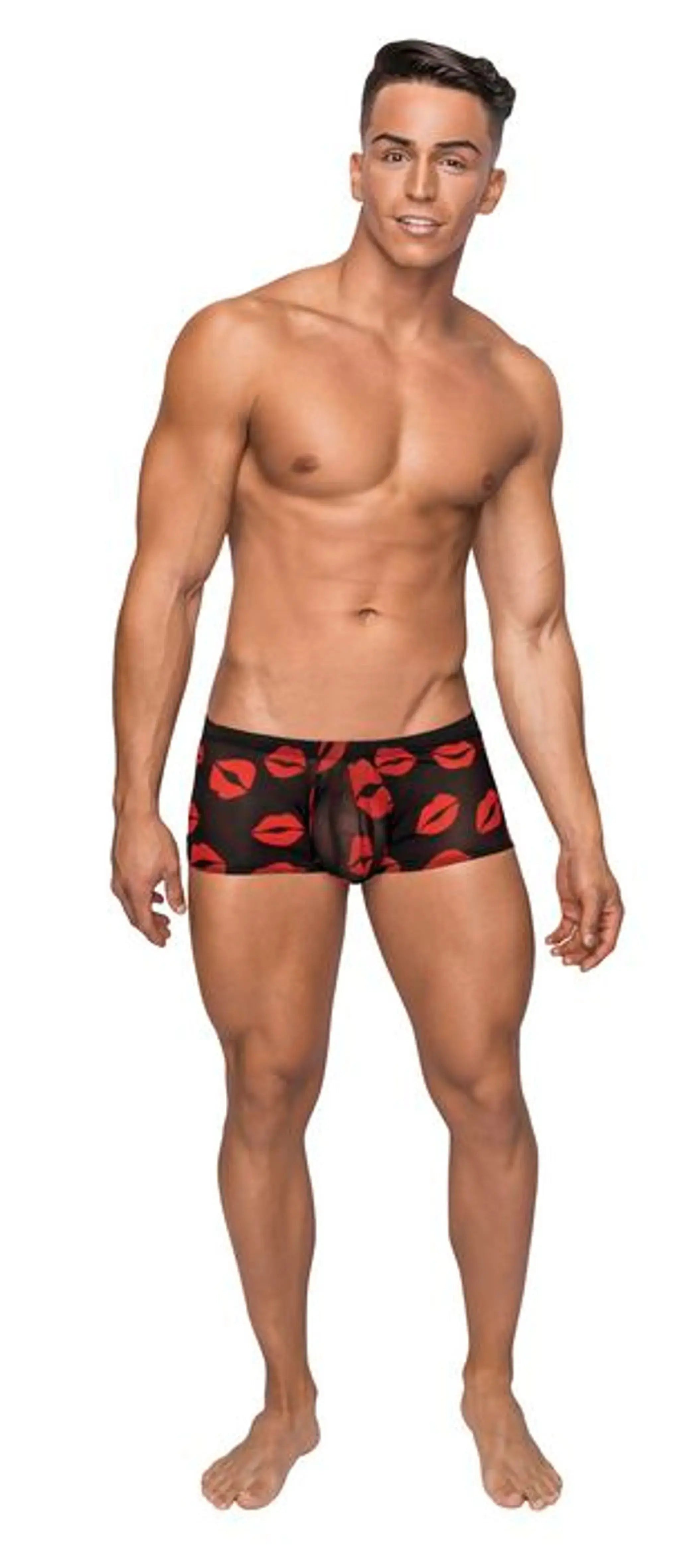 MINI SHORT SHEER LIPS BLACK Male Power Lingerie