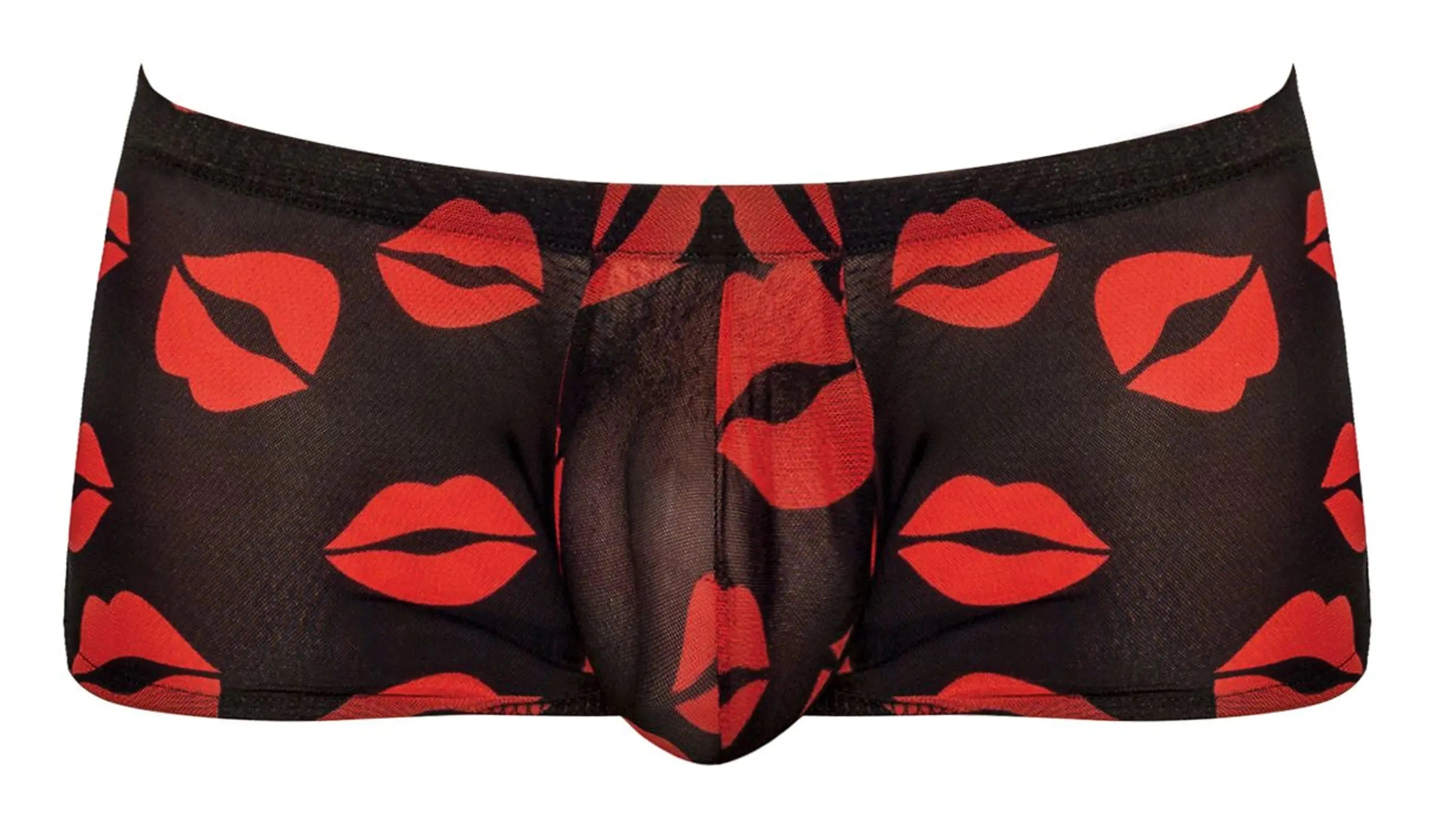 MINI SHORT SHEER LIPS BLACK Male Power Lingerie
