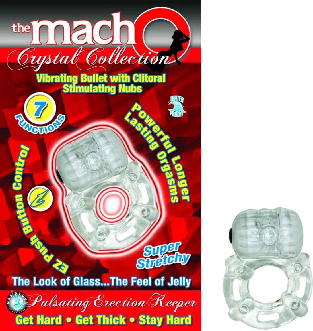 Macho Crystal Pulsating Erection Keeper Ring Clear Nasstoys
