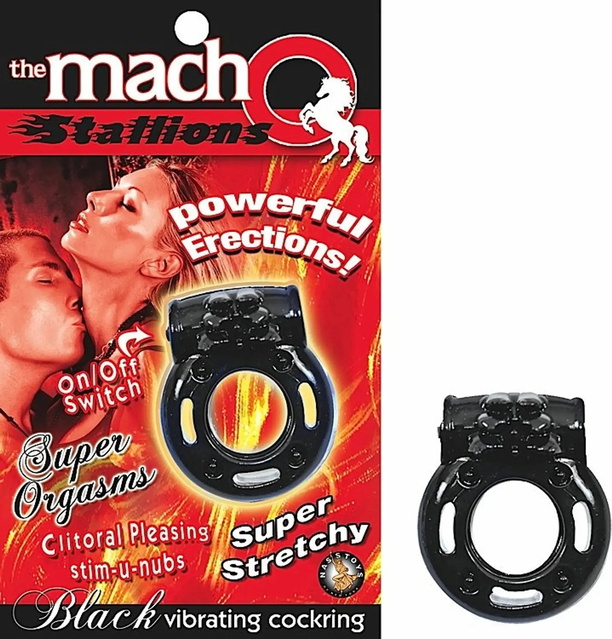 Macho Stallions Vibrating Cock Ring Black Nasstoys