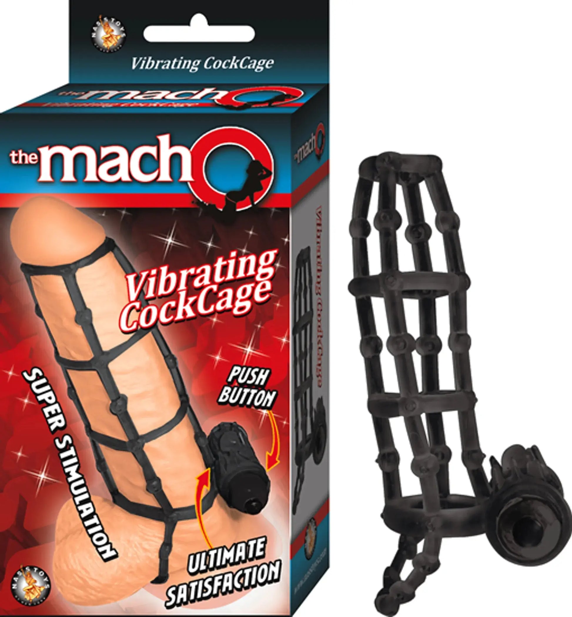 Macho Vibrating Cock Cage Black Nasstoys
