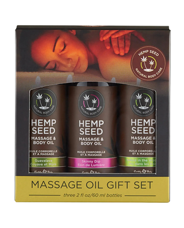 MASSAGE OIL GIFT SET BOX 3 2OZ BOTTLES SKINNY DIP NAKED IN THE WOODS GUAVALAVA Earthly Body