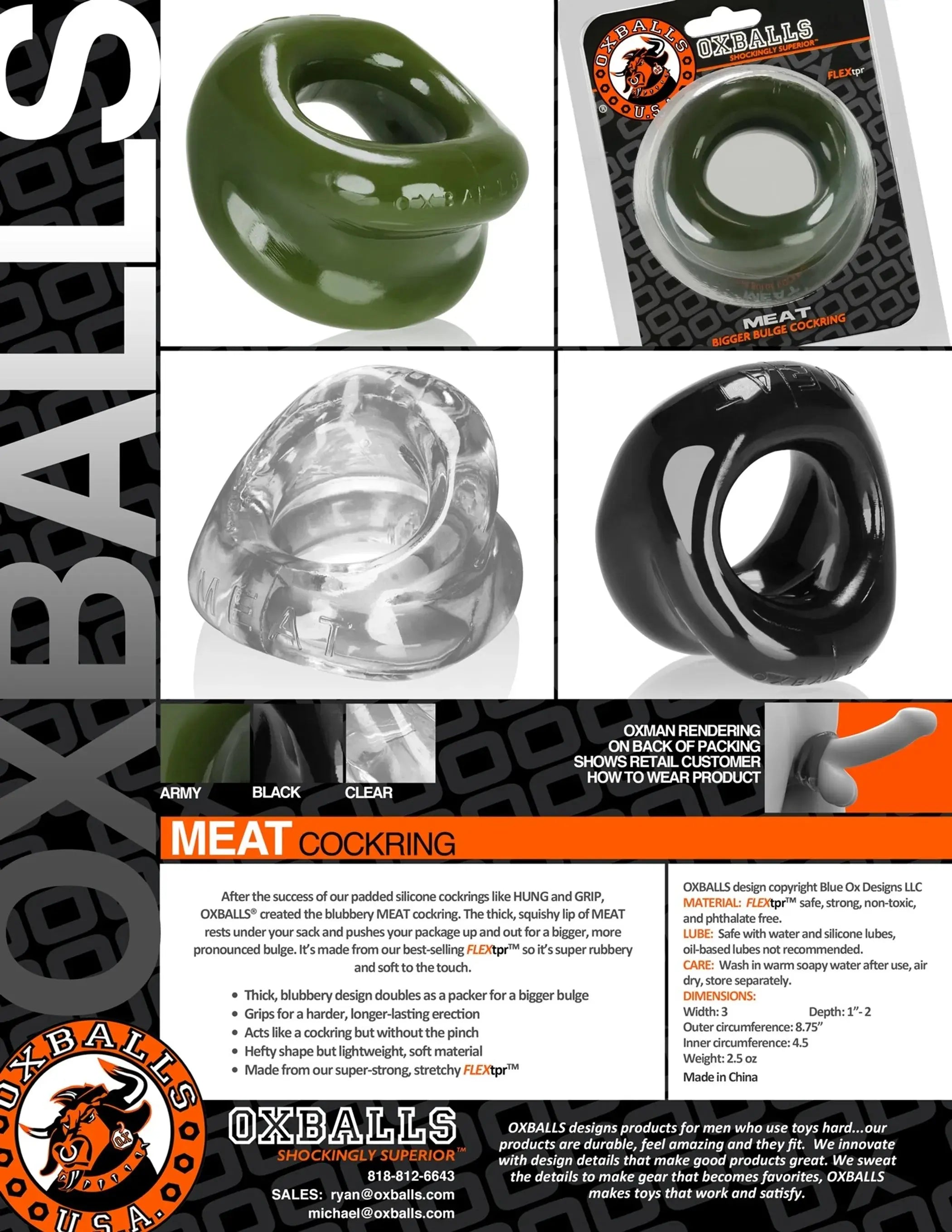 Meat Bulge Enhancing Cockring Clear Oxballs