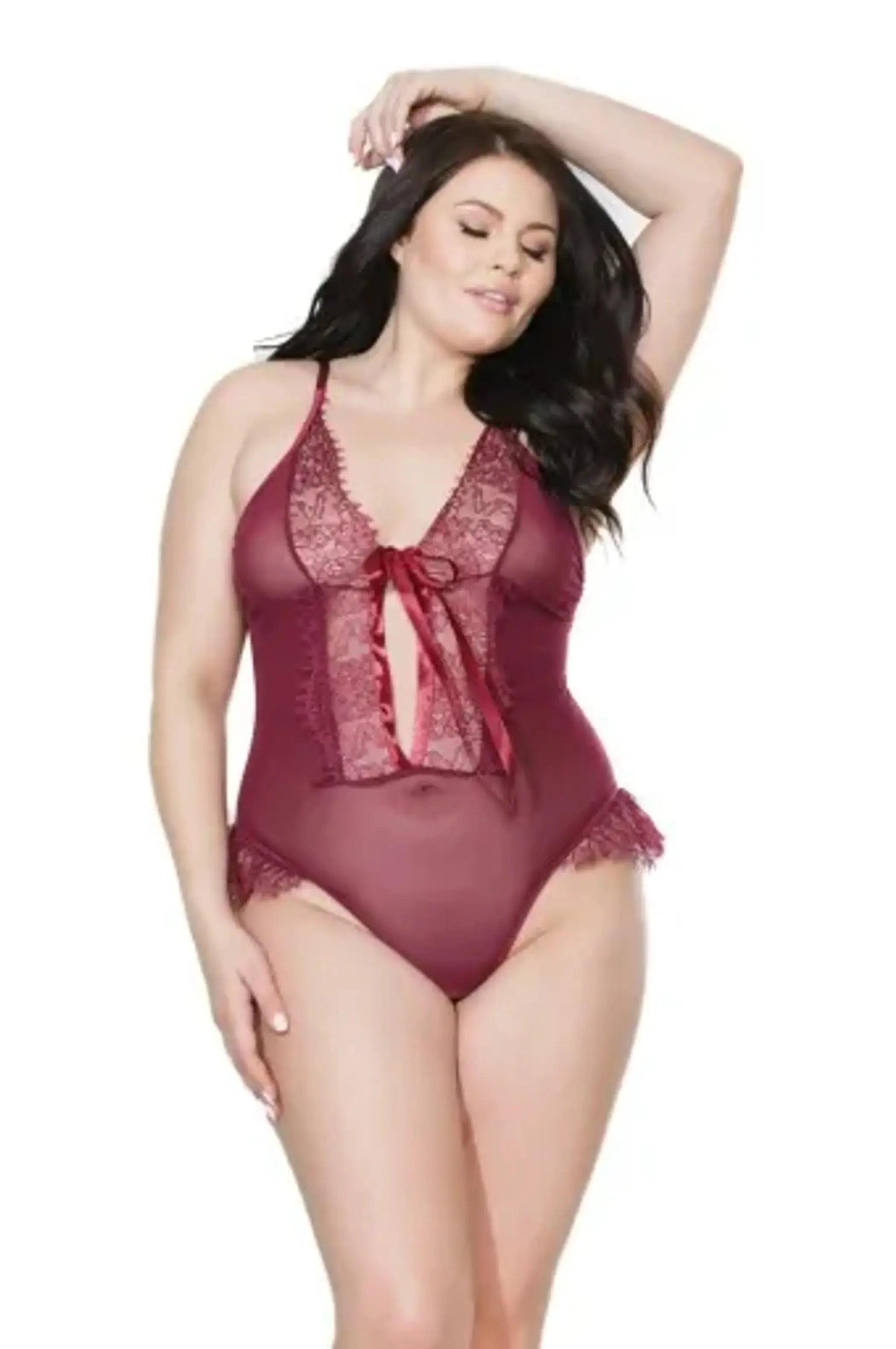 Merlot Crotchless Teddy Coquette
