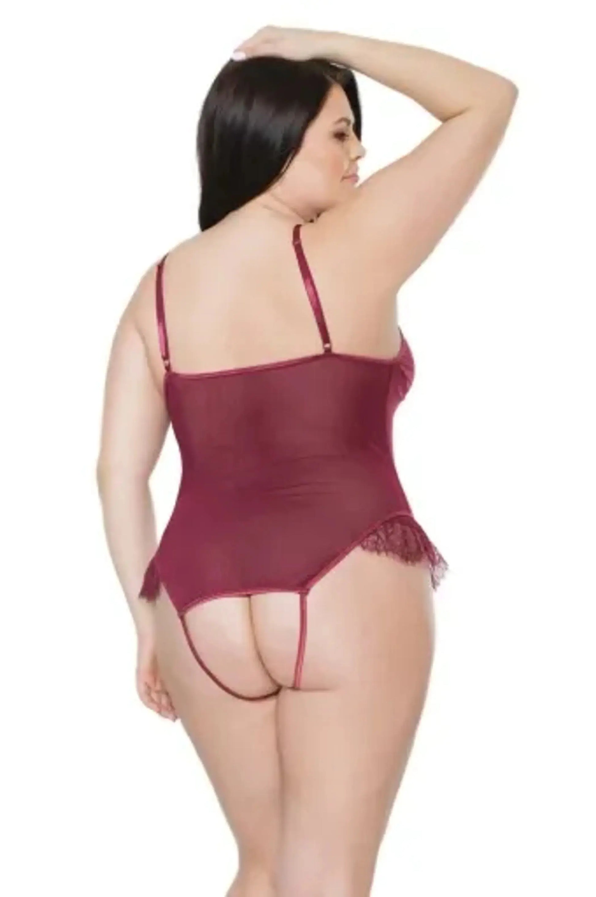 Merlot Crotchless Teddy Coquette