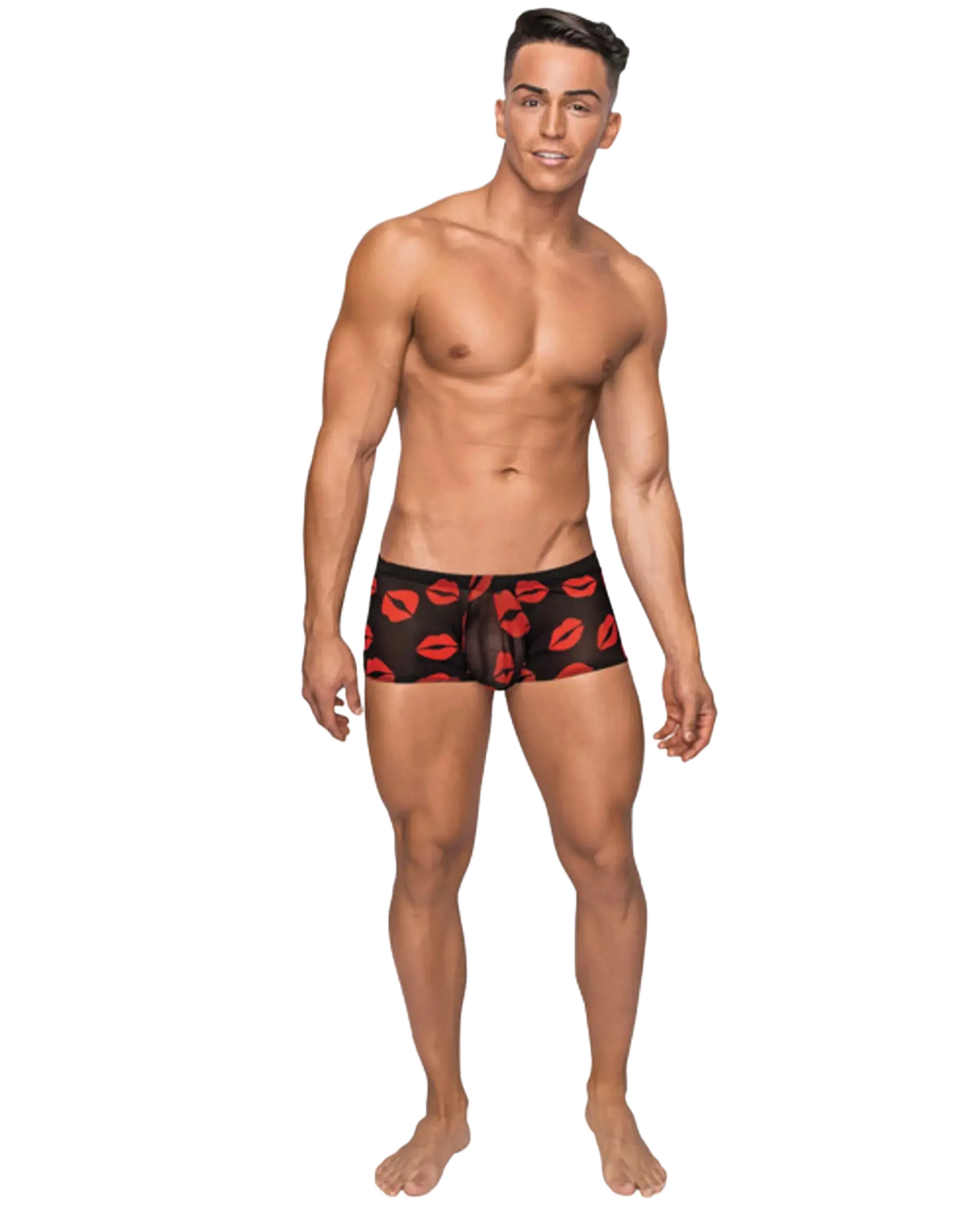 MINI SHORT SHEER LIPS BLACK Male Power Lingerie