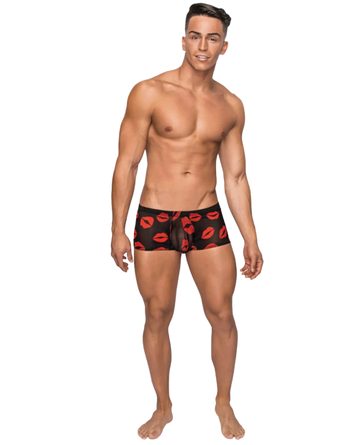 MINI SHORT SHEER LIPS BLACK Male Power Lingerie