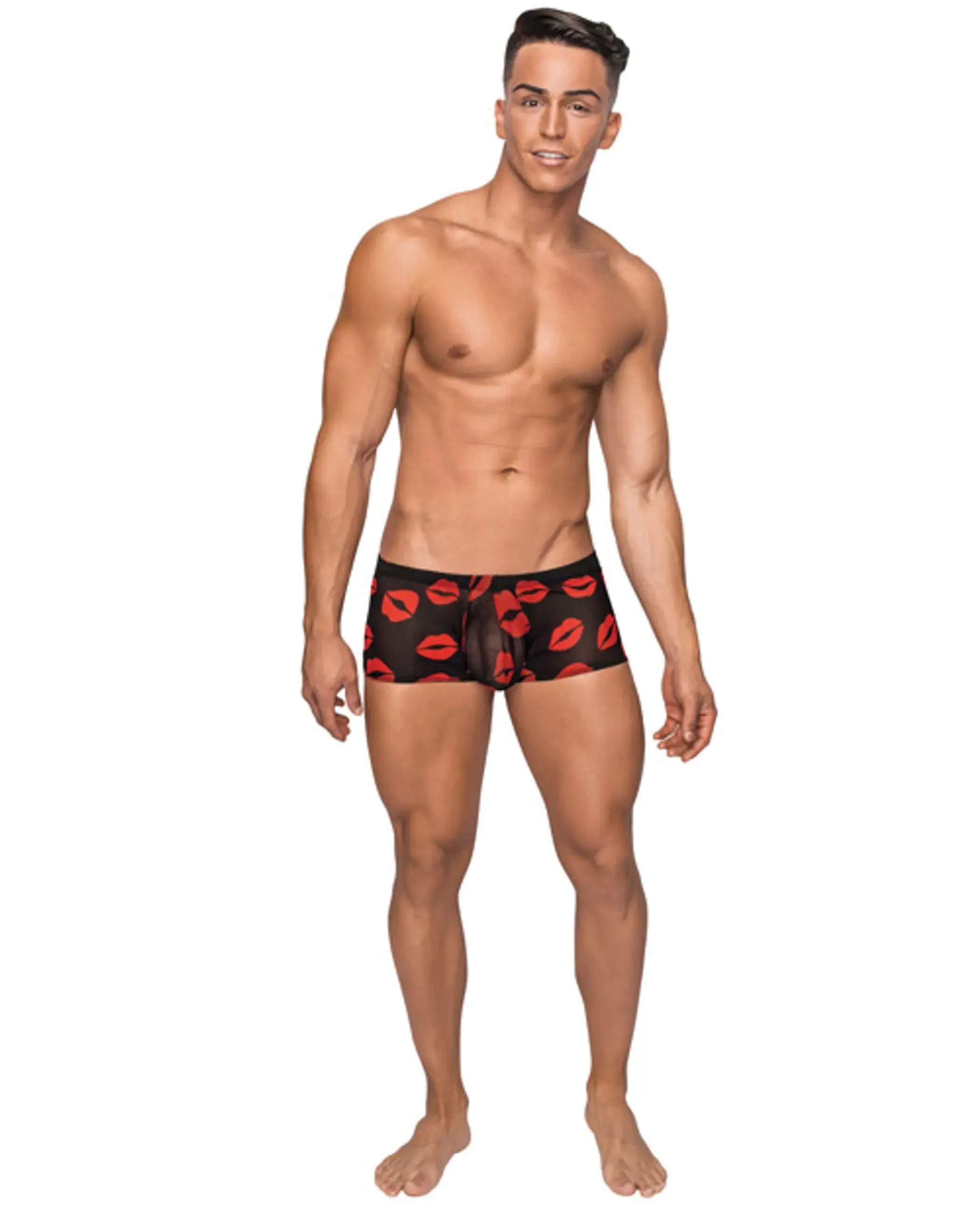 Mini Short Sheer Lips Black Male Power Lingerie