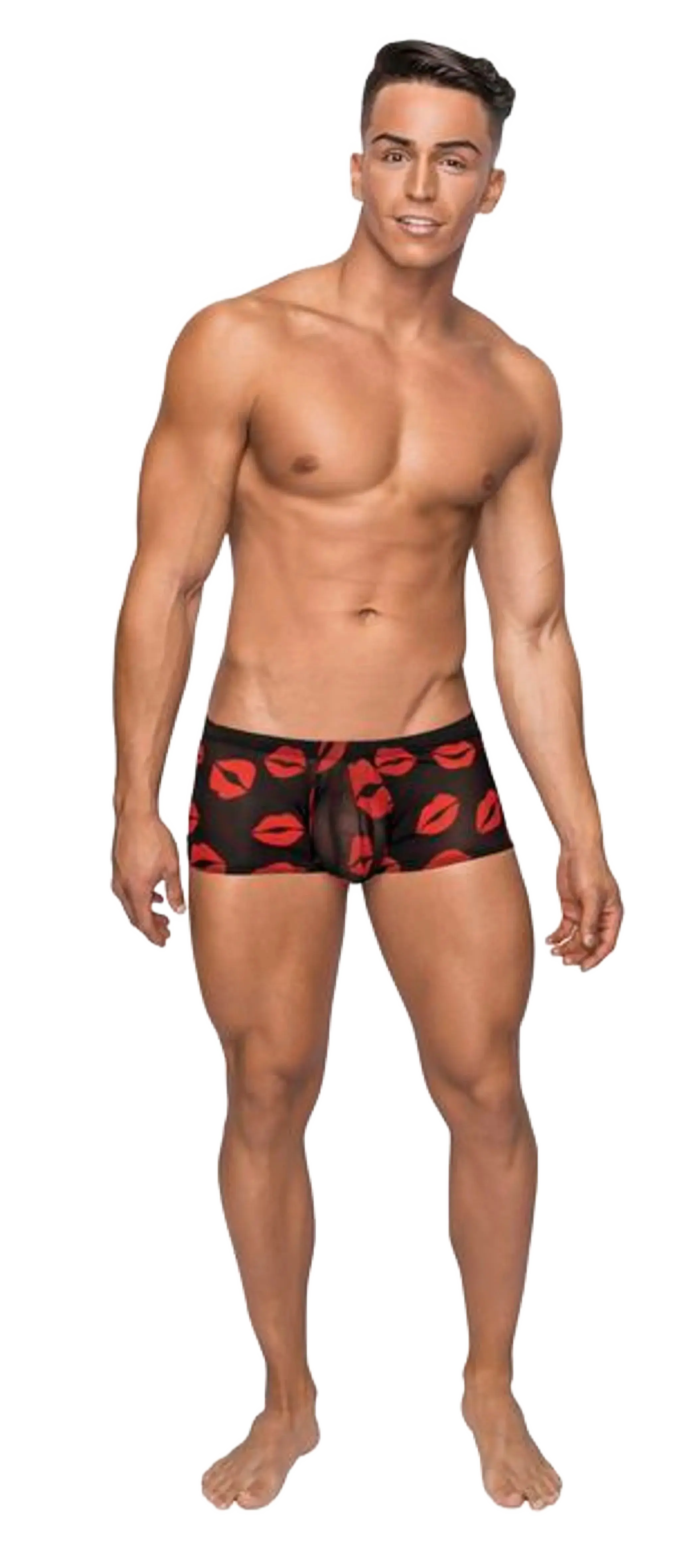 MINI SHORT SHEER LIPS BLACK Male Power Lingerie