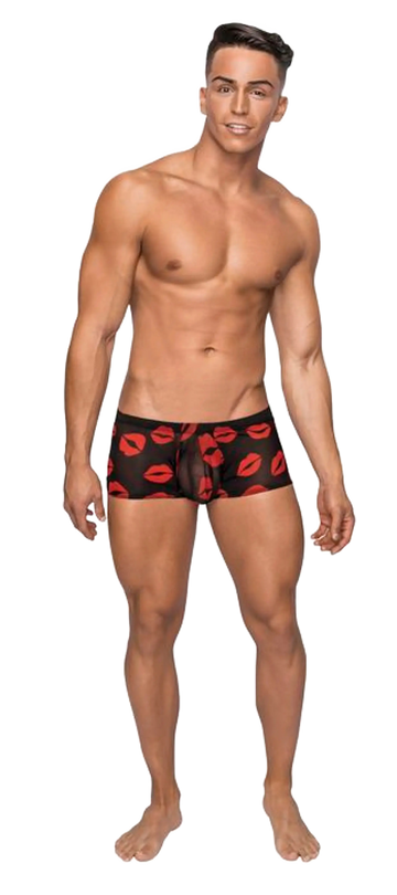 MINI SHORT SHEER LIPS BLACK Male Power Lingerie