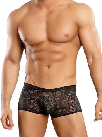 MINI SHORT STRETCH LACE BLACK Male Power Lingerie