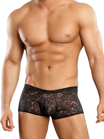 Mini Stretch Lace Shorts Black Male Power Lingerie