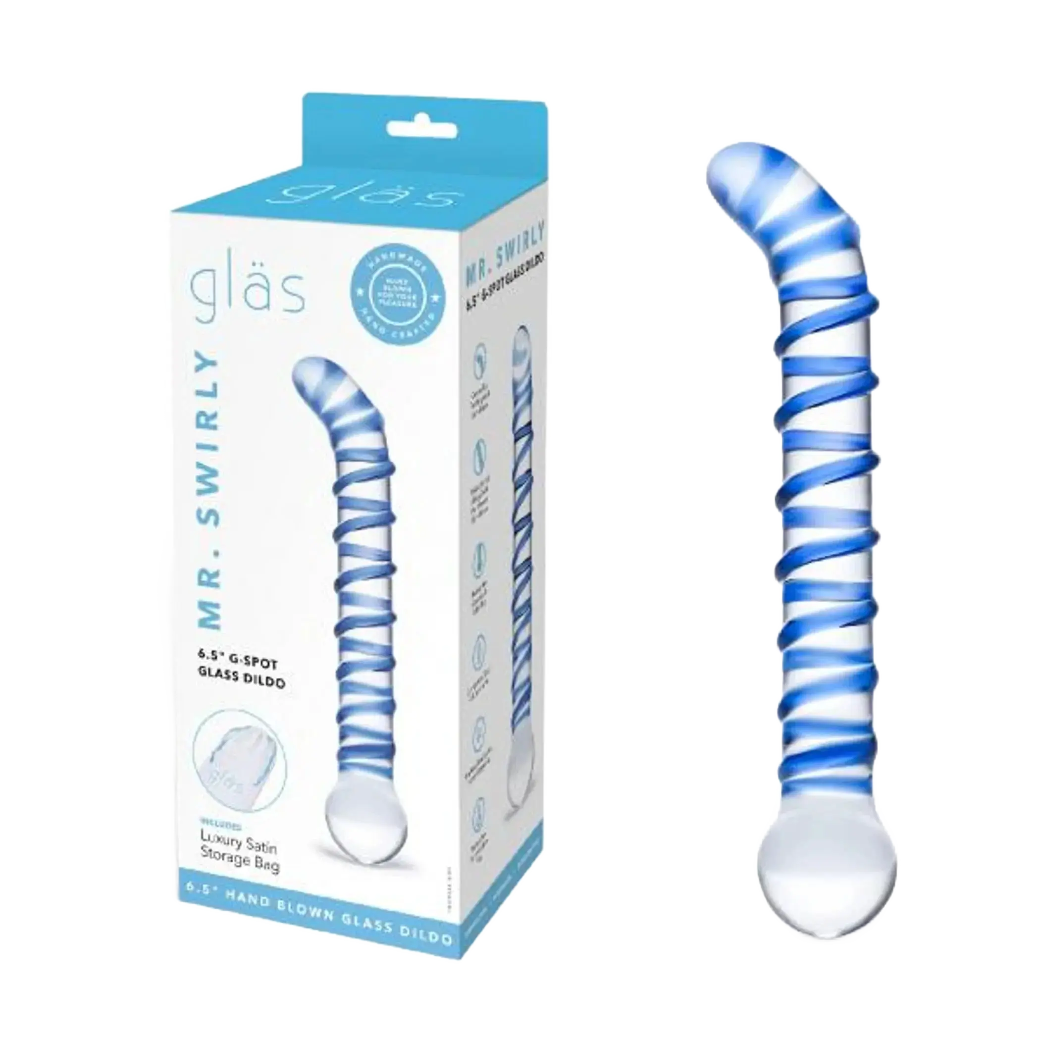 GLAS MR. SWIRLY 6.5 G-SPOT GLASS DILDO " Electric / Hustler Lingerie