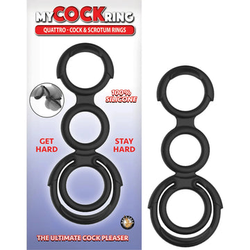 My Cockring Quattro Cock & Scrotum Rings Black Nasstoys