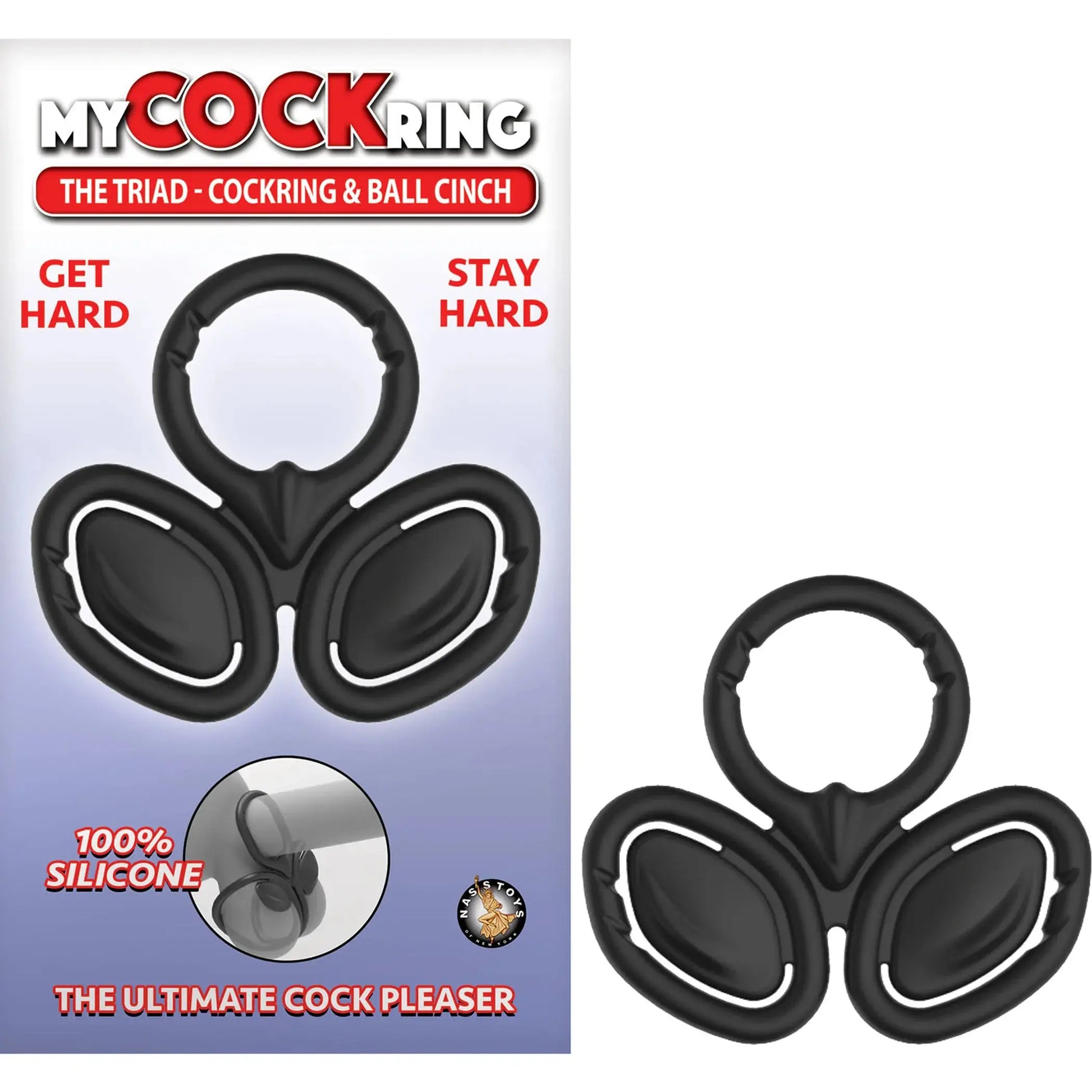 My Cockring The Triad Cockring & Ball Cinch Black Nasstoys