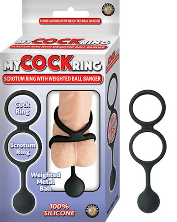 My Cockring Vibrating Scrotum with Weighted Ball Banger Black Nasstoys