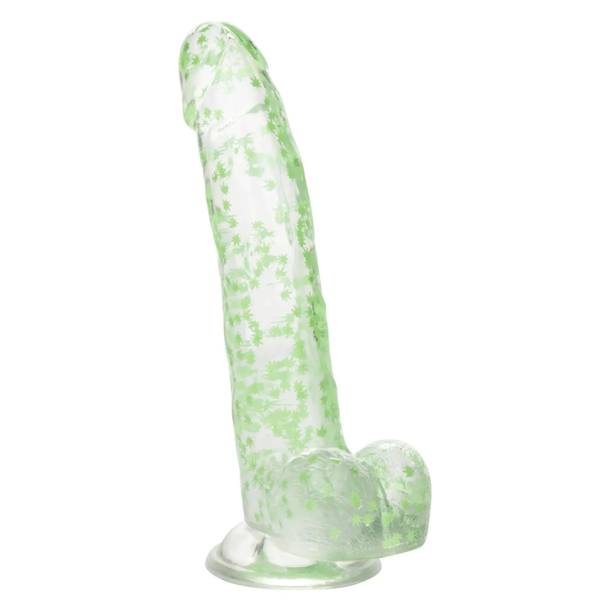 NAUGHTY BITS I LEAF DICK GLOW IN THE DARK WEED LEAF DILDO California Exotic Novelties