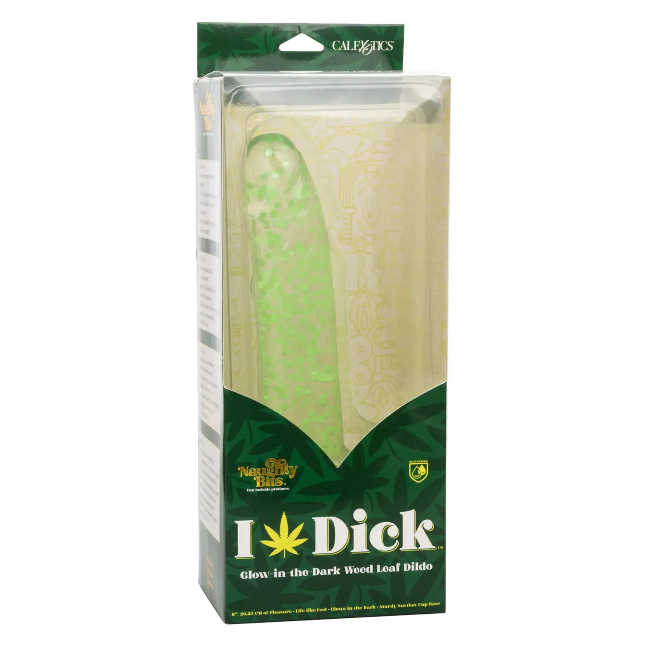NAUGHTY BITS I LEAF DICK GLOW IN THE DARK WEED LEAF DILDO California Exotic Novelties