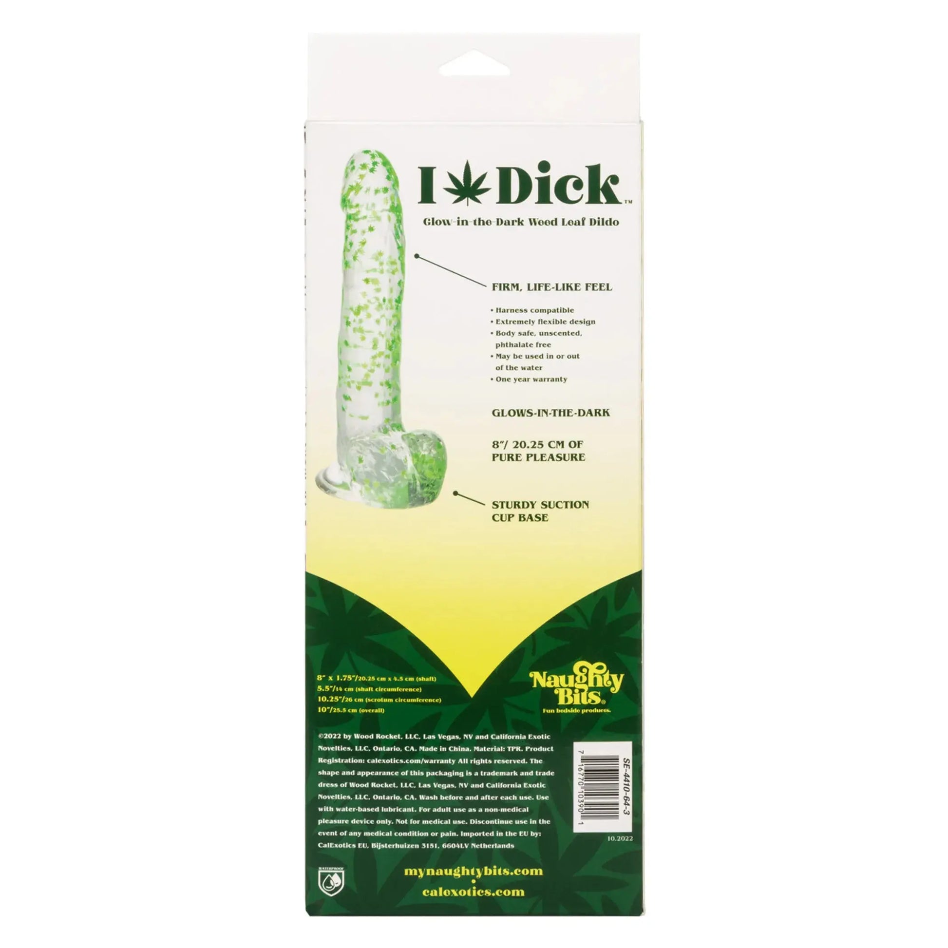NAUGHTY BITS I LEAF DICK GLOW IN THE DARK WEED LEAF DILDO California Exotic Novelties