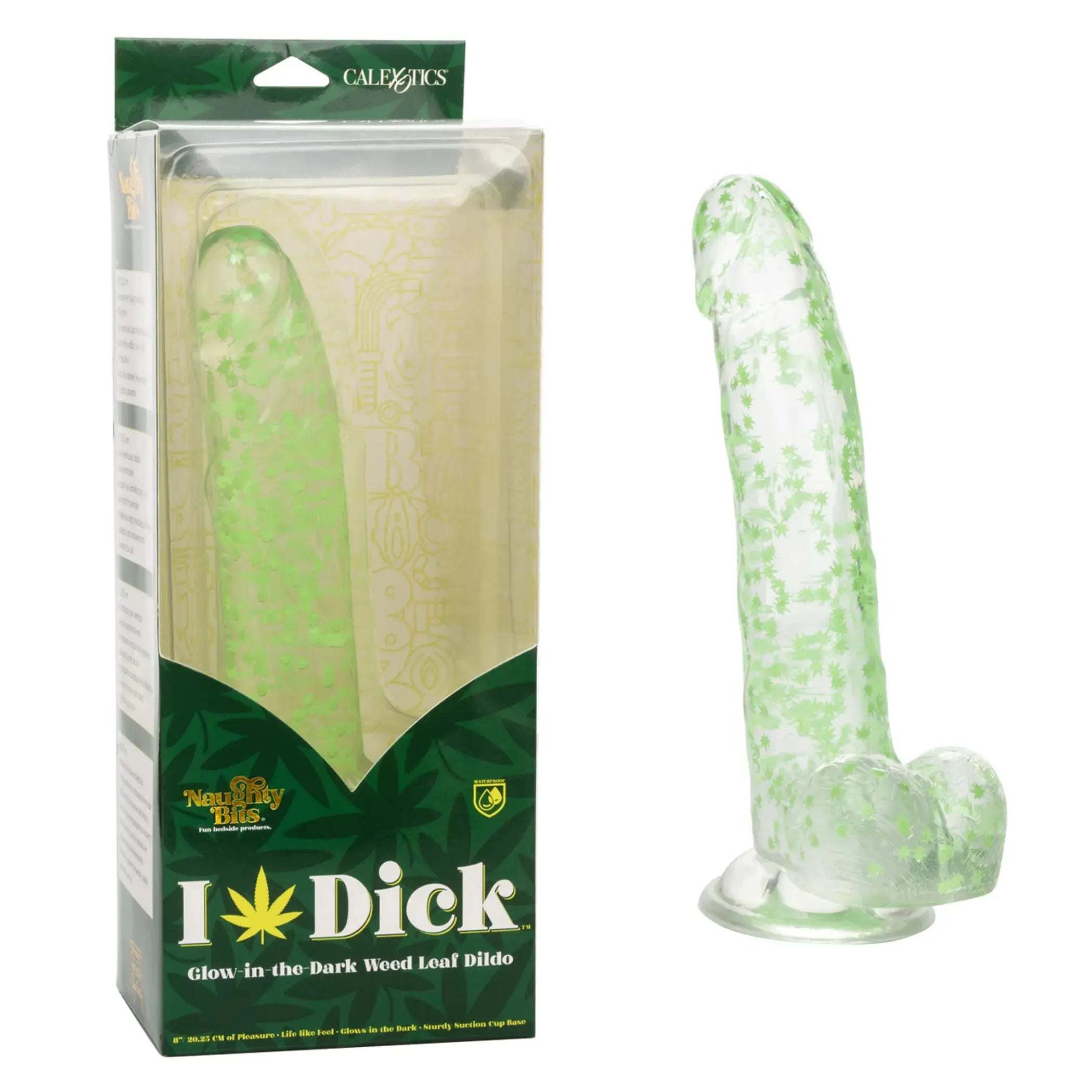 NAUGHTY BITS I LEAF DICK GLOW IN THE DARK WEED LEAF DILDO California Exotic Novelties