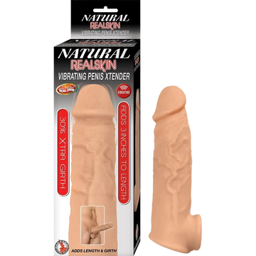 NATURAL REALSKIN VIBRATING PENIS XTENDER-WHITE Nasstoys