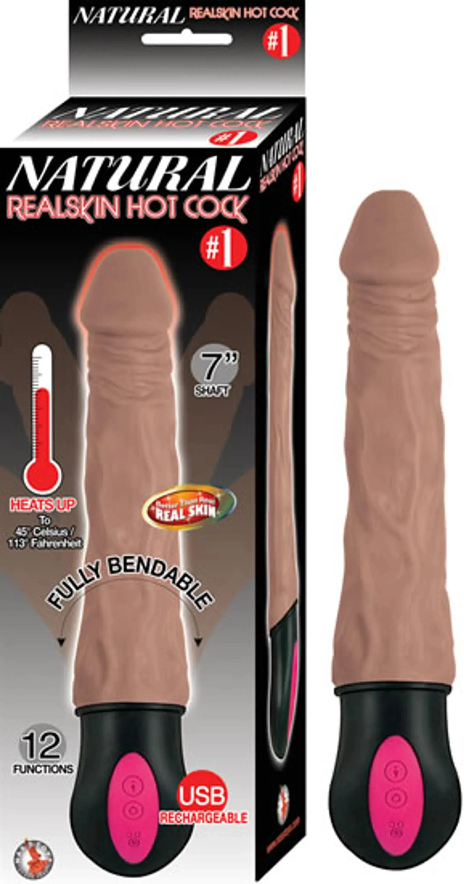 Natural Realskin Hot Cock #1 Brown Vibrating Dildo Nasstoys