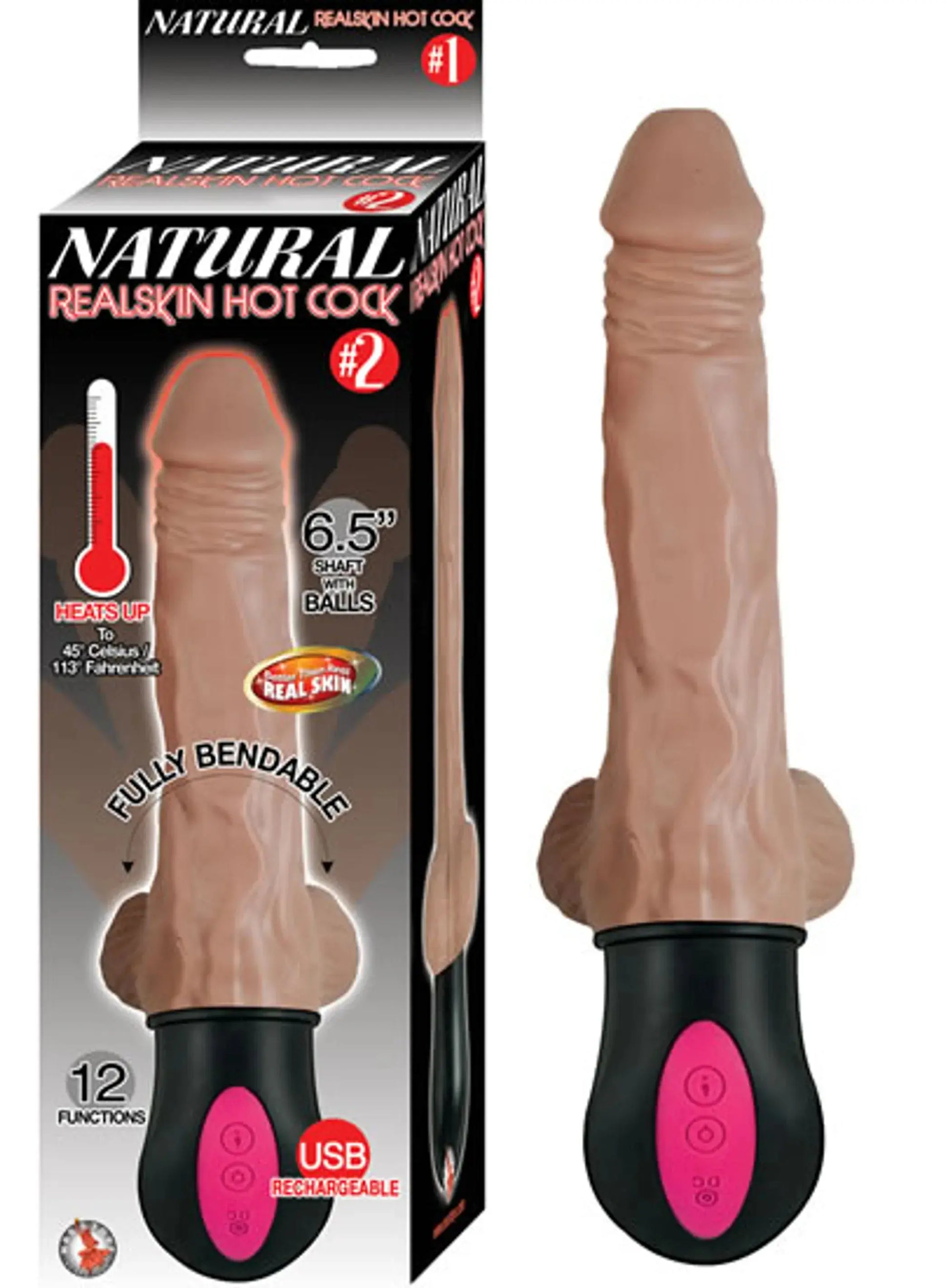 Natural Realskin Hot Cock #2 Brown Vibrating Dildo Nasstoys