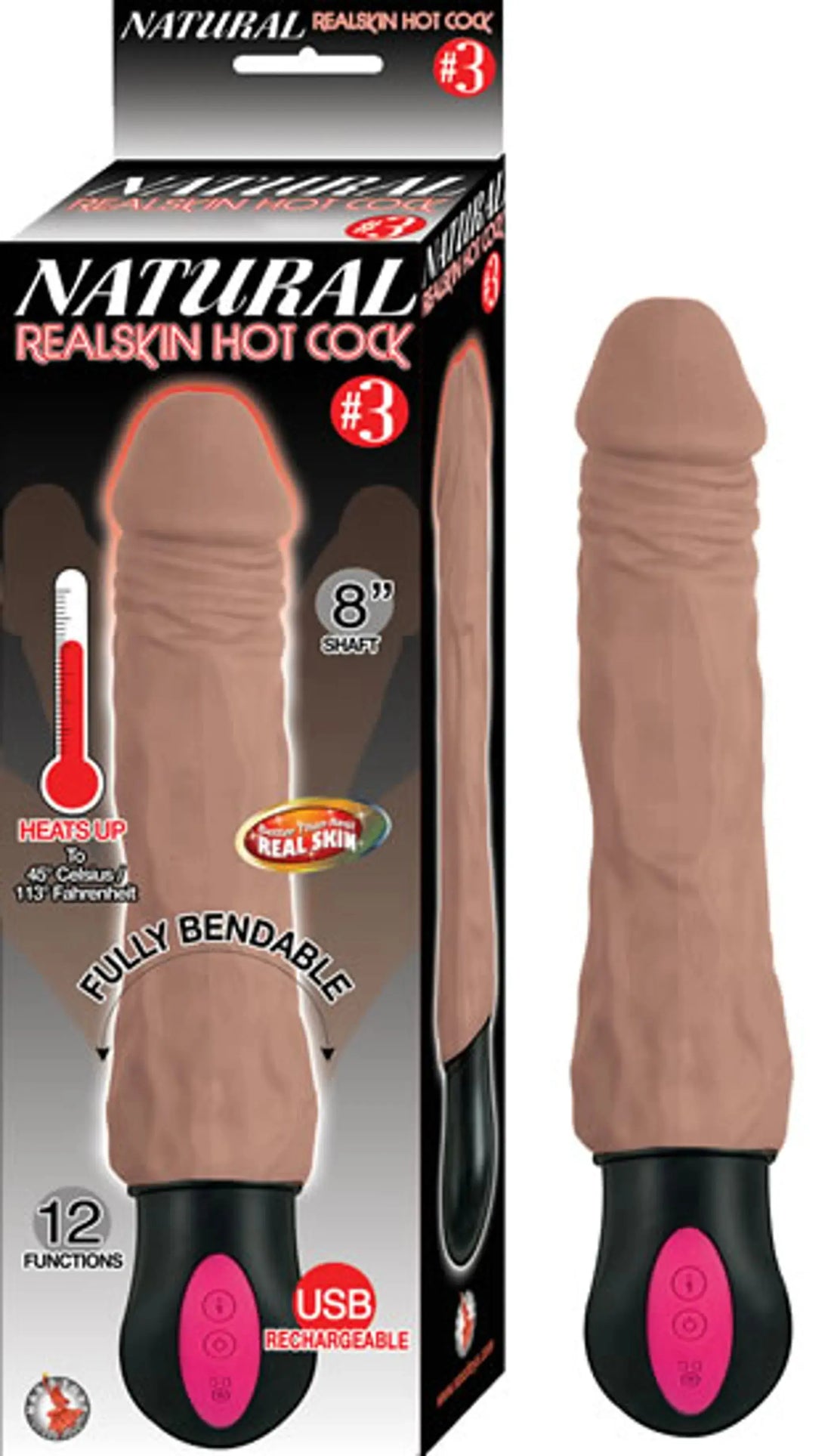 Natural Realskin Hot Cock #3 Brown Vibrating Dildo Nasstoys